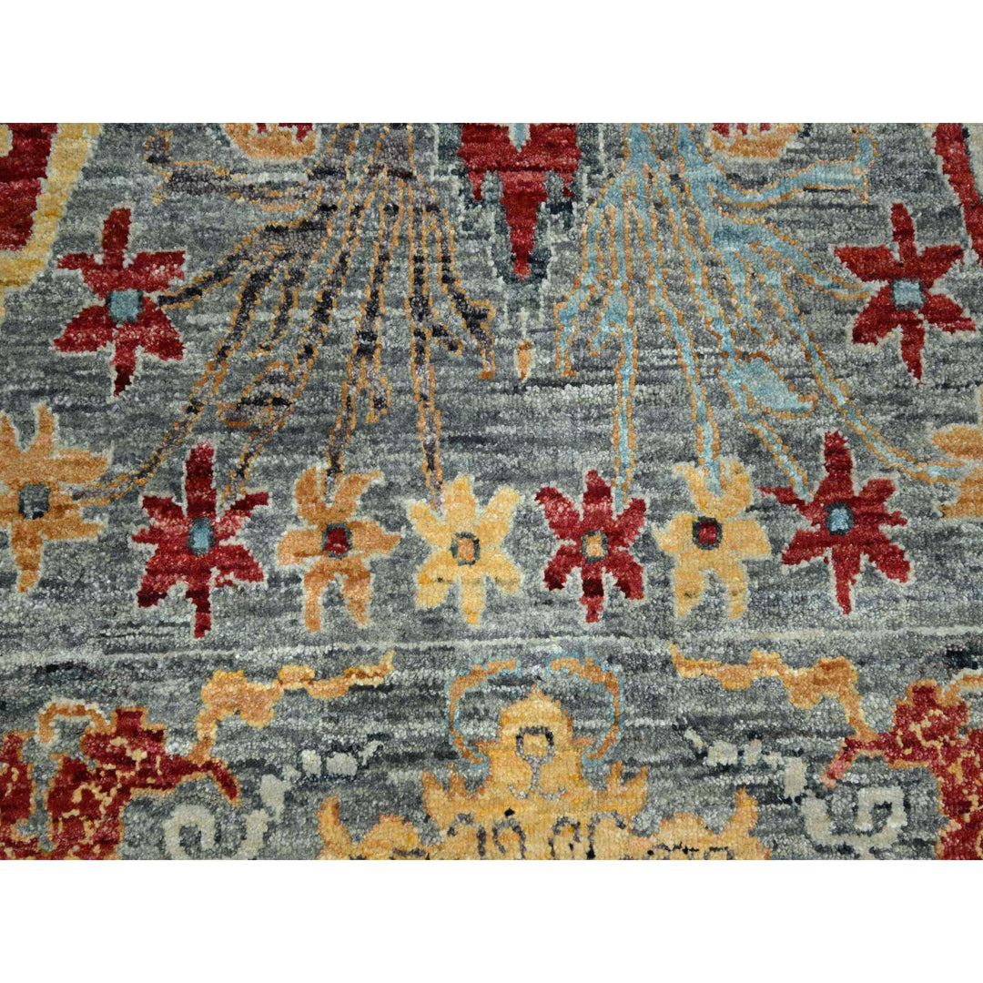 7'11" x 10'0" New Hand Knotted Grey Wool Rectangle Oriental Rug - MOA10276433