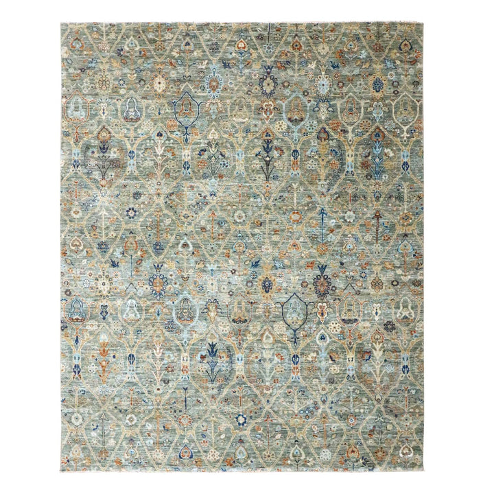 8'0" x 9'10" New Hand Knotted Grey Wool Rectangle Oriental Rug - MOA10276434