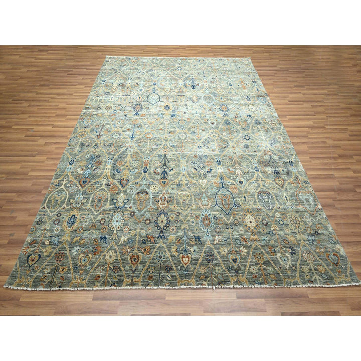 8'0" x 9'10" New Hand Knotted Grey Wool Rectangle Oriental Rug - MOA10276434