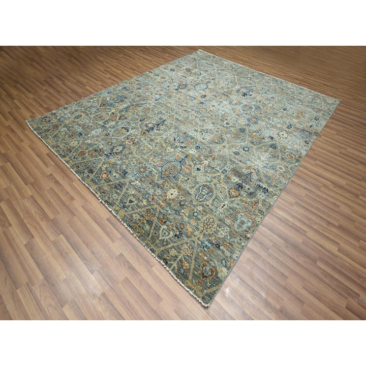 8'0" x 9'10" New Hand Knotted Grey Wool Rectangle Oriental Rug - MOA10276434