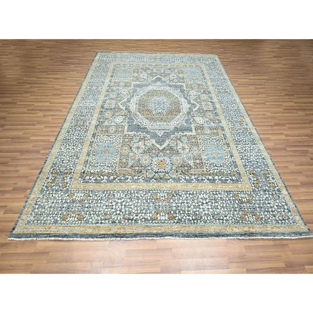 8'3" x 10'1" New Hand Knotted Grey Wool Rectangle Oriental Rug - MOA10276435