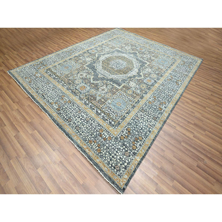 8'3" x 10'1" New Hand Knotted Grey Wool Rectangle Oriental Rug - MOA10276435