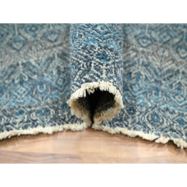 6'0" x 9'0" New Hand Knotted Blue Wool Rectangle Oriental Rug - MOA10276436