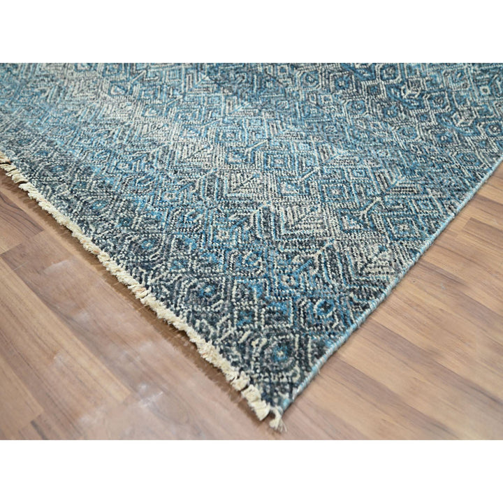 6'0" x 9'0" New Hand Knotted Blue Wool Rectangle Oriental Rug - MOA10276436