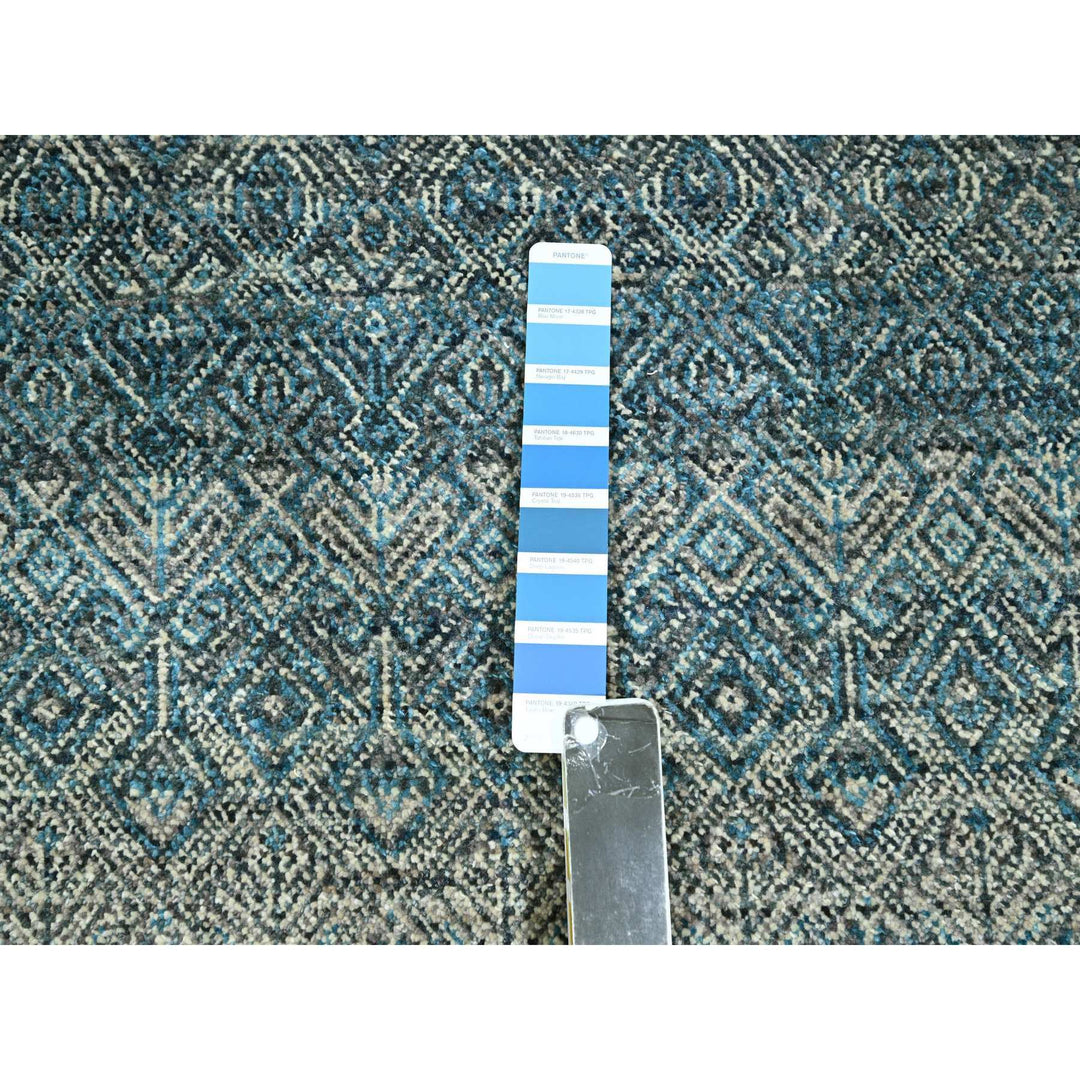 6'0" x 9'0" New Hand Knotted Blue Wool Rectangle Oriental Rug - MOA10276436