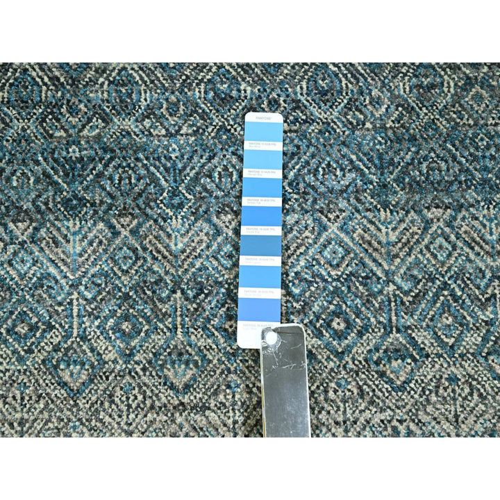 6'0" x 9'0" New Hand Knotted Blue Wool Rectangle Oriental Rug - MOA10276436