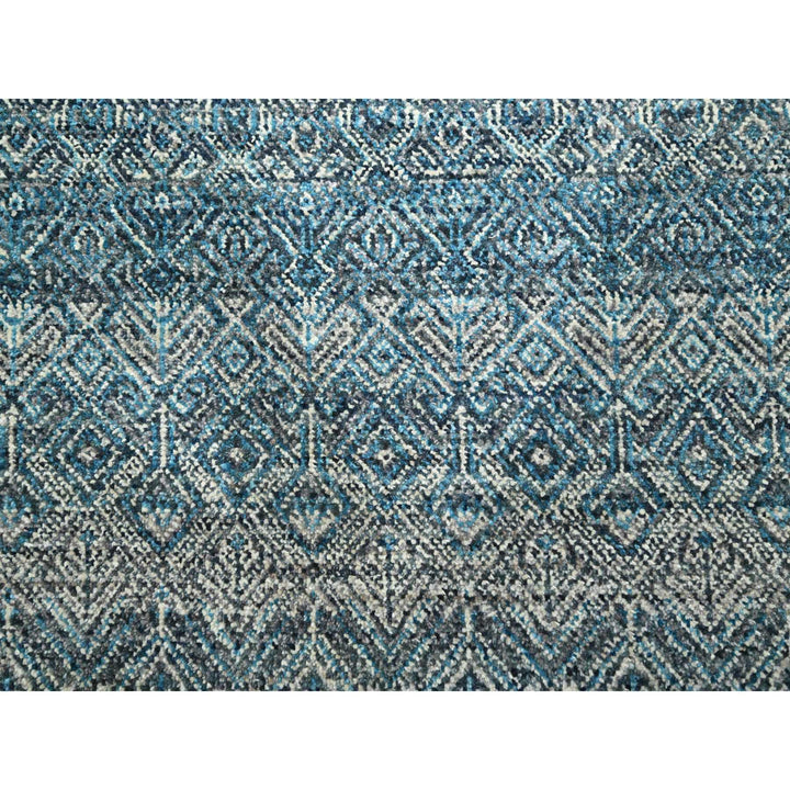 6'0" x 9'0" New Hand Knotted Blue Wool Rectangle Oriental Rug - MOA10276436