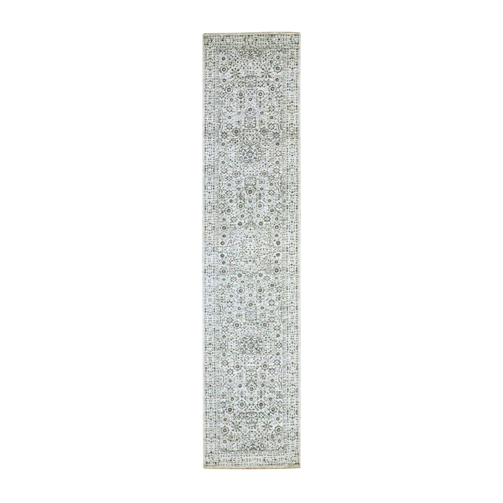 2'7" x 12'0" New Hand Knotted Ivory Wool Runner Oriental Rug - MOA10276437