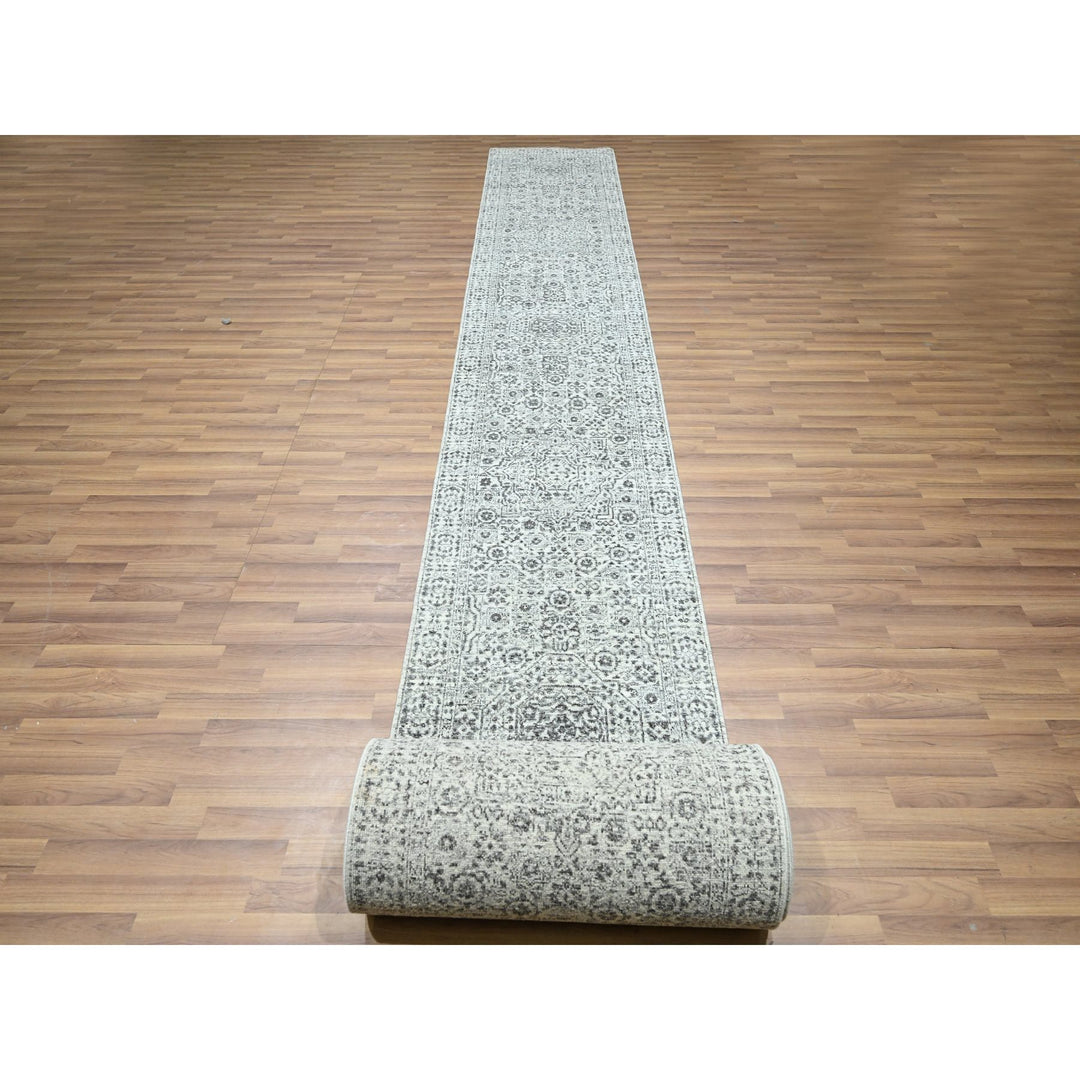 2'6" x 30'0" New Hand Knotted Ivory Wool Runner Oriental Rug - MOA10276439