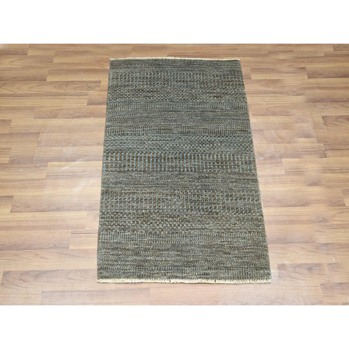2'0" x 3'0" New Hand Knotted Brown Wool Rectangle Oriental Rug - MOA10276440