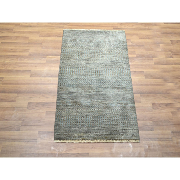 2'0" x 3'0" New Hand Knotted Brown Wool Rectangle Oriental Rug - MOA10276442