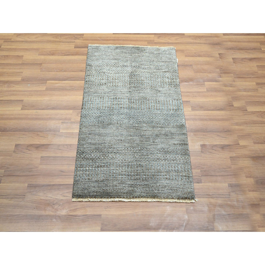 2'0" x 3'0" New Hand Knotted Brown Wool Rectangle Oriental Rug - MOA10276443