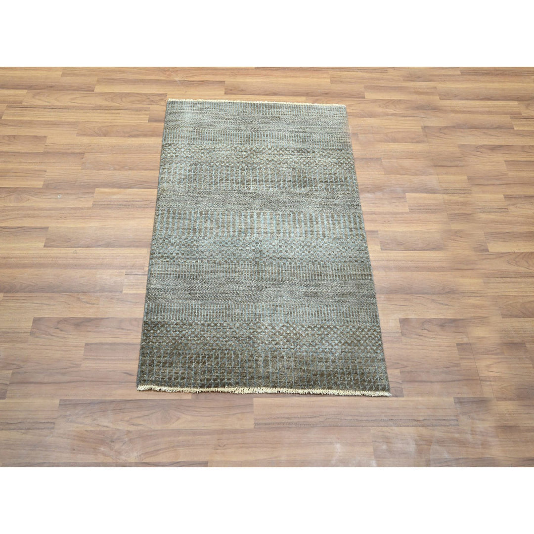 2'0" x 3'0" New Hand Knotted Brown Wool Rectangle Oriental Rug - MOA10276445