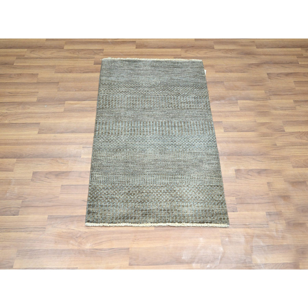 2'0" x 3'0" New Hand Knotted Brown Wool Rectangle Oriental Rug - MOA10276446