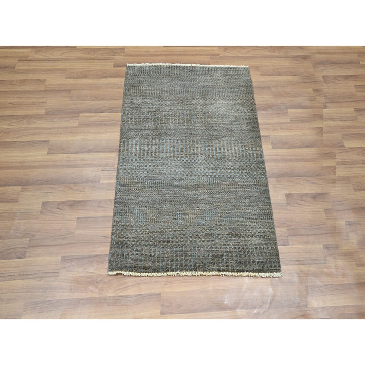 2'0" x 3'0" New Hand Knotted Brown Wool Rectangle Oriental Rug - MOA10276447