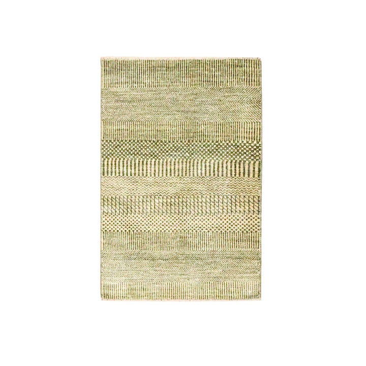 2'0" x 3'0" New Hand Knotted Beige Wool & Silk Rectangle Oriental Rug - MOA10276449