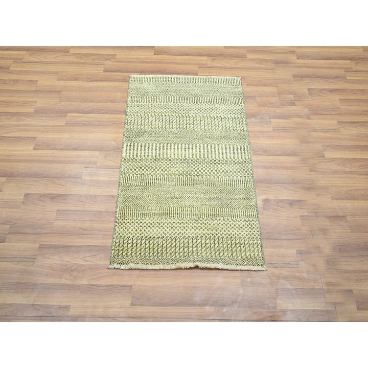 2'0" x 3'0" New Hand Knotted Beige Wool & Silk Rectangle Oriental Rug - MOA10276450