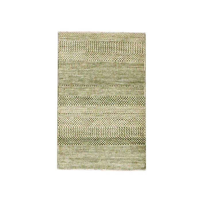 2'0" x 3'0" New Hand Knotted Beige Wool & Silk Rectangle Oriental Rug - MOA10276453