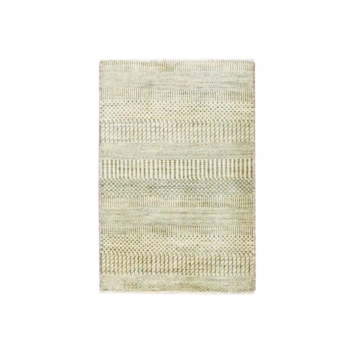 2'0" x 3'0" New Hand Knotted Beige Wool & Silk Rectangle Oriental Rug - MOA10276454