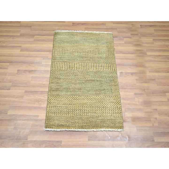 2'0" x 3'0" New Hand Knotted Brown Wool & Silk Rectangle Oriental Rug - MOA10276455