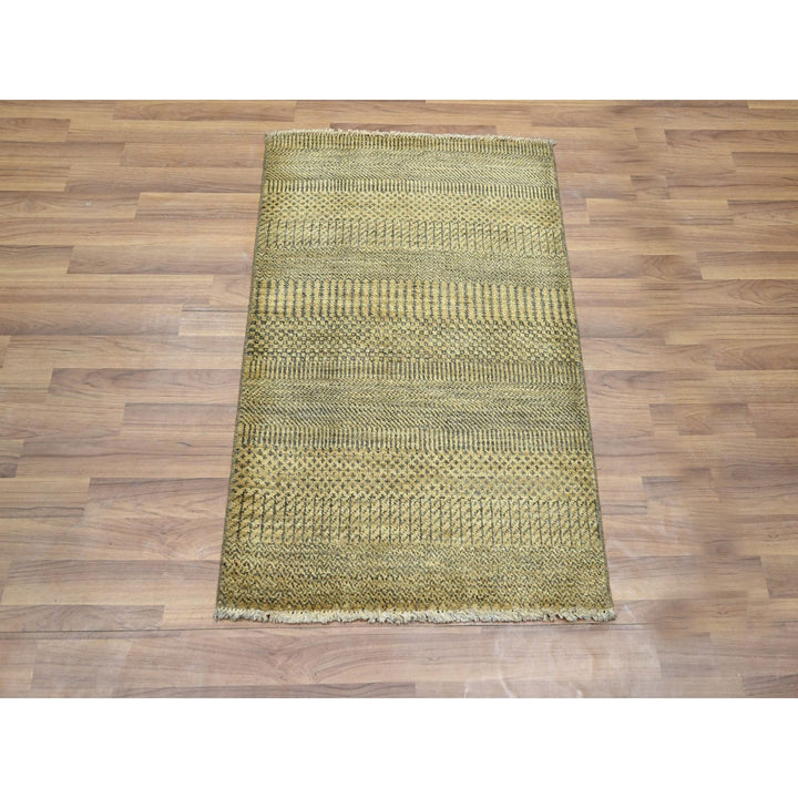 2'0" x 3'0" New Hand Knotted Brown Wool & Silk Rectangle Oriental Rug - MOA10276456