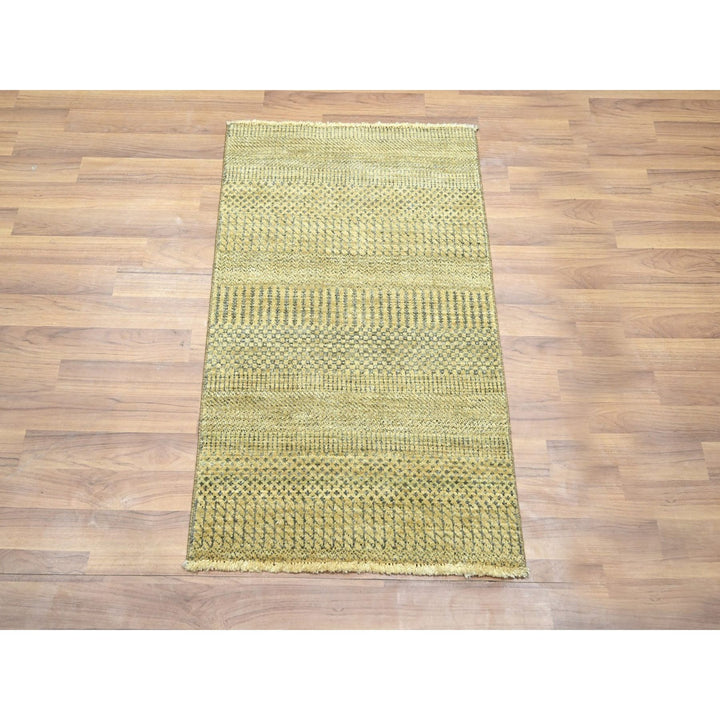 2'0" x 3'0" New Hand Knotted Brown Wool & Silk Rectangle Oriental Rug - MOA10276458