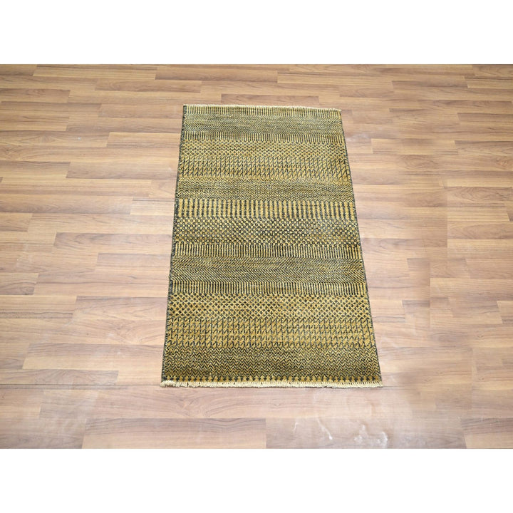 2'0" x 3'0" New Hand Knotted Brown Wool & Silk Rectangle Oriental Rug - MOA10276460