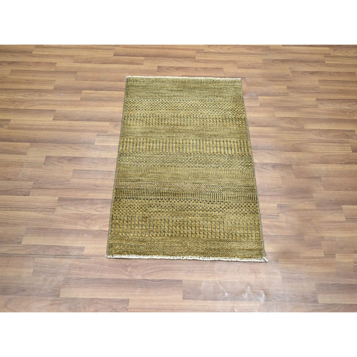 2'0" x 3'0" New Hand Knotted Brown Wool & Silk Rectangle Oriental Rug - MOA10276461