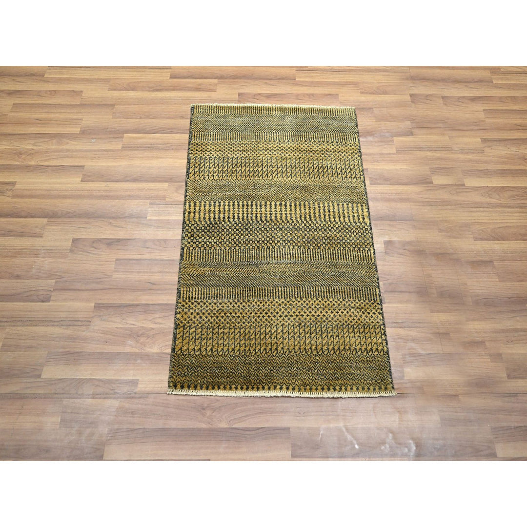 2'0" x 3'0" New Hand Knotted Brown Wool & Silk Rectangle Oriental Rug - MOA10276462