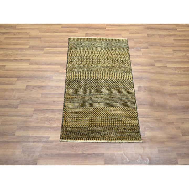 2'0" x 3'0" New Hand Knotted Brown Wool & Silk Rectangle Oriental Rug - MOA10276462