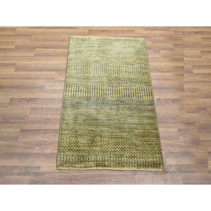 2'0" x 3'0" New Hand Knotted Brown Wool & Silk Rectangle Oriental Rug - MOA10276463
