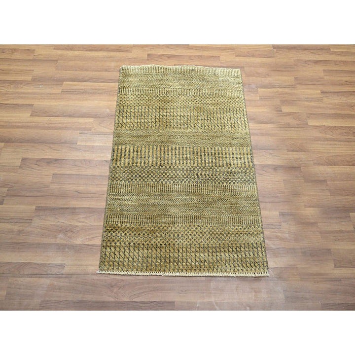 2'0" x 3'0" New Hand Knotted Brown Wool & Silk Rectangle Oriental Rug - MOA10276464