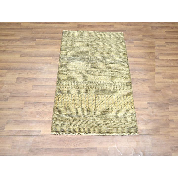 2'0" x 3'0" New Hand Knotted Brown Wool & Silk Rectangle Oriental Rug - MOA10276465