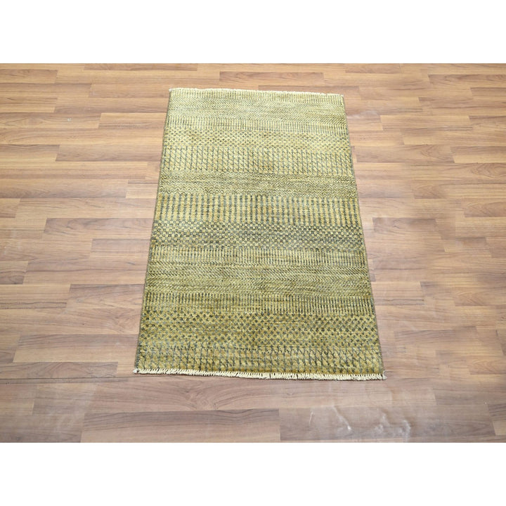 2'0" x 3'0" New Hand Knotted Brown Wool & Silk Rectangle Oriental Rug - MOA10276466