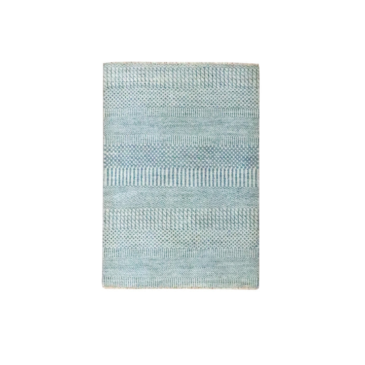 2'0" x 3'0" New Hand Knotted Blue Wool & Silk Rectangle Oriental Rug - MOA10276468