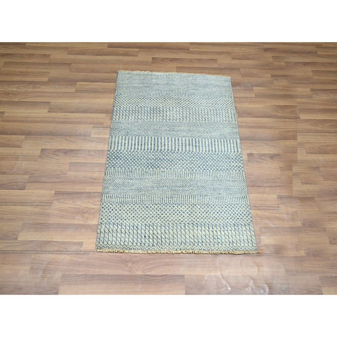 2'0" x 3'0" New Hand Knotted Blue Wool & Silk Rectangle Oriental Rug - MOA10276468
