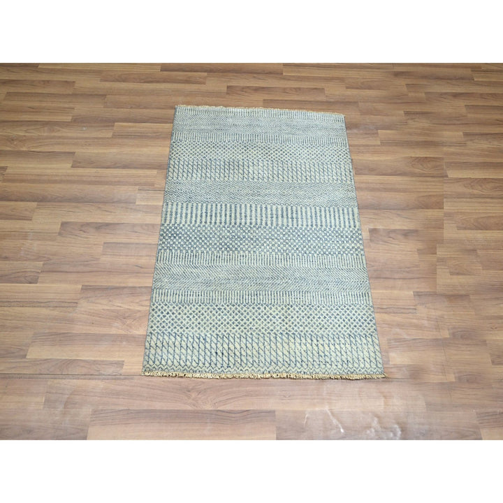 2'0" x 3'0" New Hand Knotted Blue Wool & Silk Rectangle Oriental Rug - MOA10276468