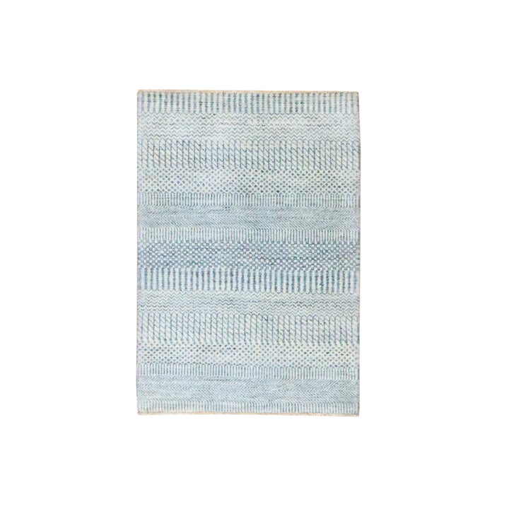 2'0" x 3'0" New Hand Knotted Blue Wool & Silk Rectangle Oriental Rug - MOA10276469