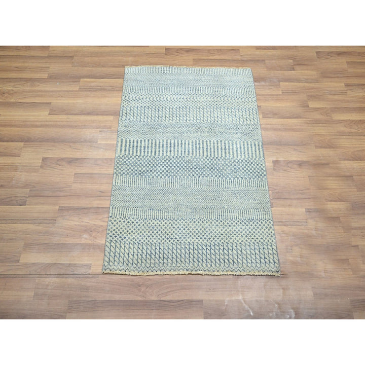 2'0" x 3'0" New Hand Knotted Blue Wool & Silk Rectangle Oriental Rug - MOA10276470