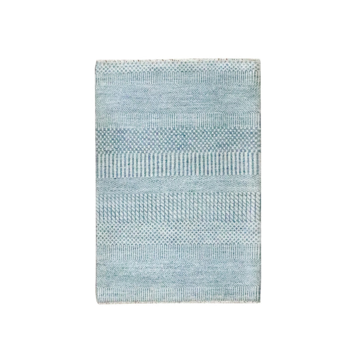 2'0" x 3'0" New Hand Knotted Blue Wool & Silk Rectangle Oriental Rug - MOA10276471