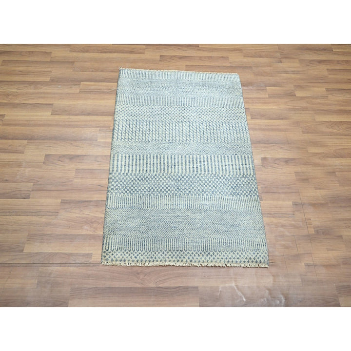 2'0" x 3'0" New Hand Knotted Blue Wool & Silk Rectangle Oriental Rug - MOA10276471