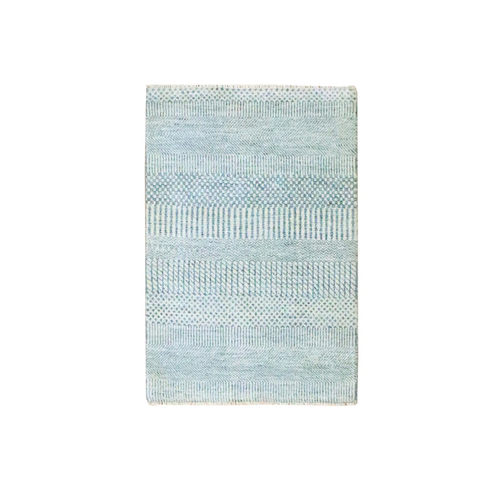 2'0" x 3'0" New Hand Knotted Blue Wool & Silk Rectangle Oriental Rug - MOA10276472