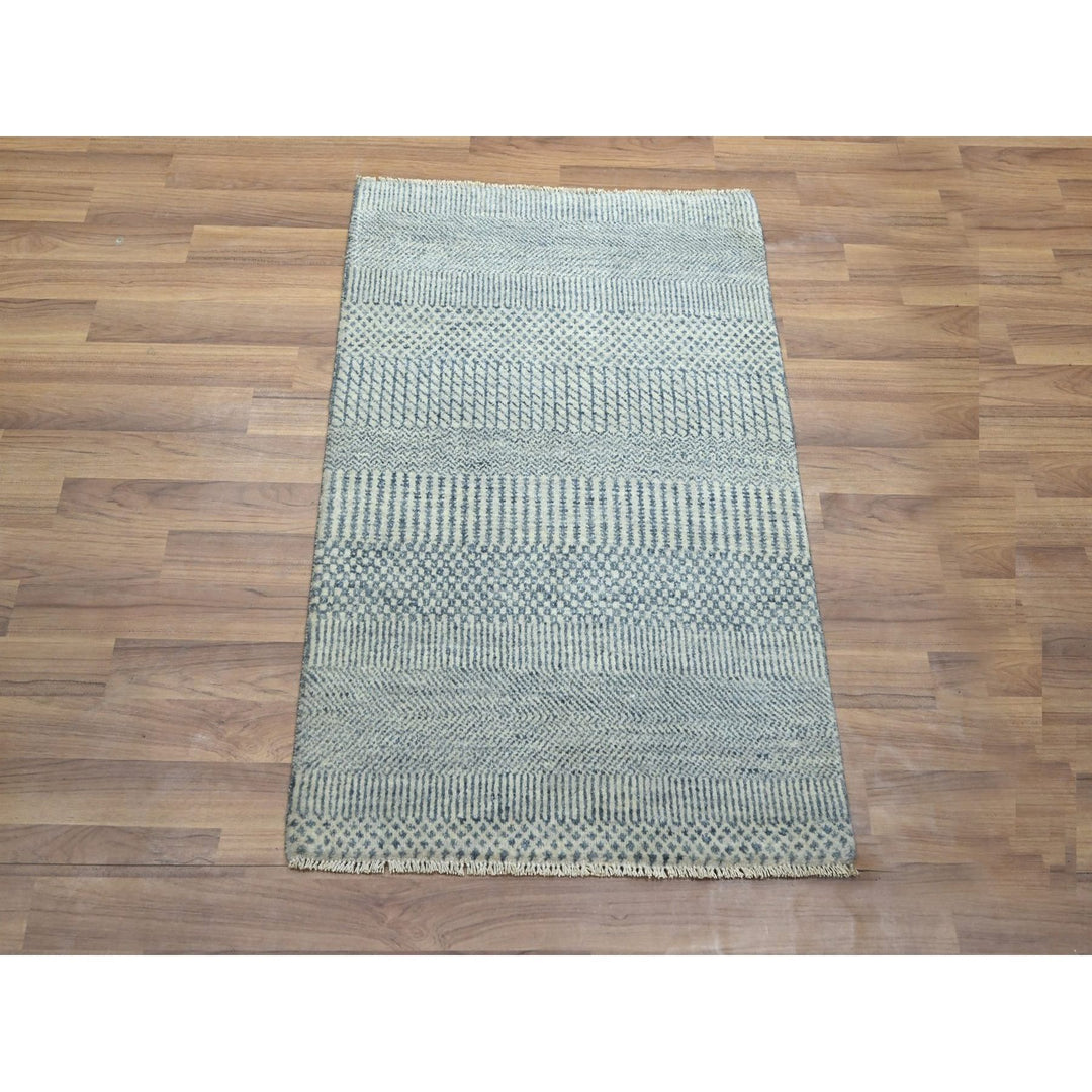 2'0" x 3'0" New Hand Knotted Blue Wool & Silk Rectangle Oriental Rug - MOA10276472