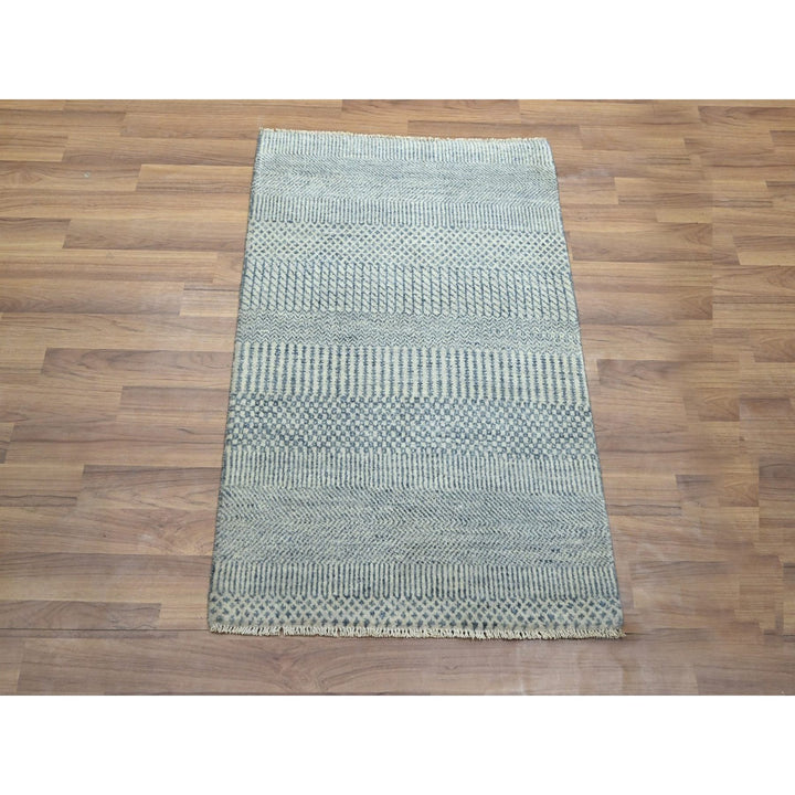 2'0" x 3'0" New Hand Knotted Blue Wool & Silk Rectangle Oriental Rug - MOA10276472