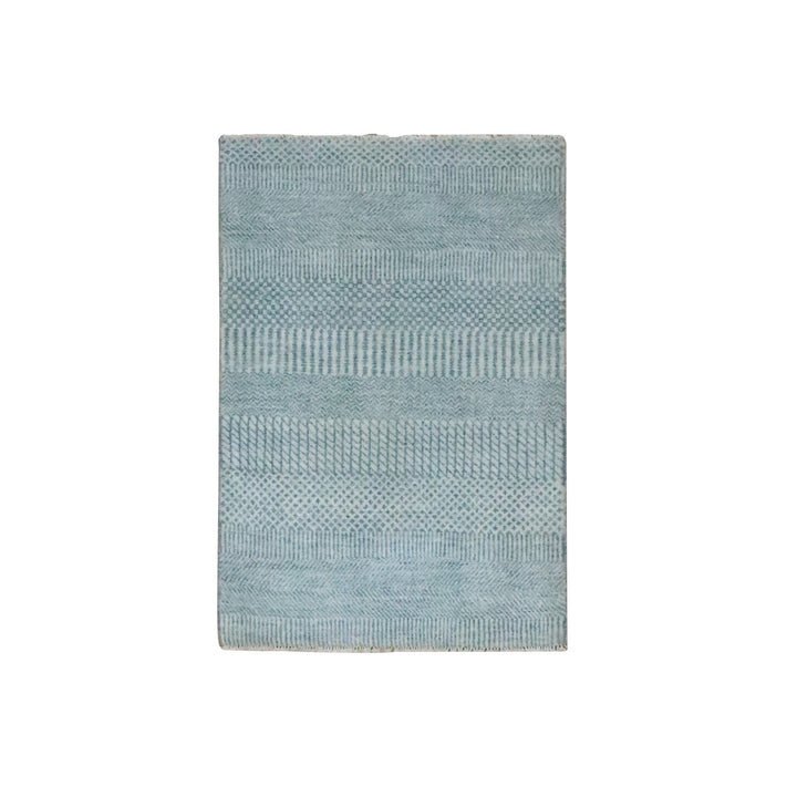 2'0" x 3'0" New Hand Knotted Blue Wool & Silk Rectangle Oriental Rug - MOA10276473