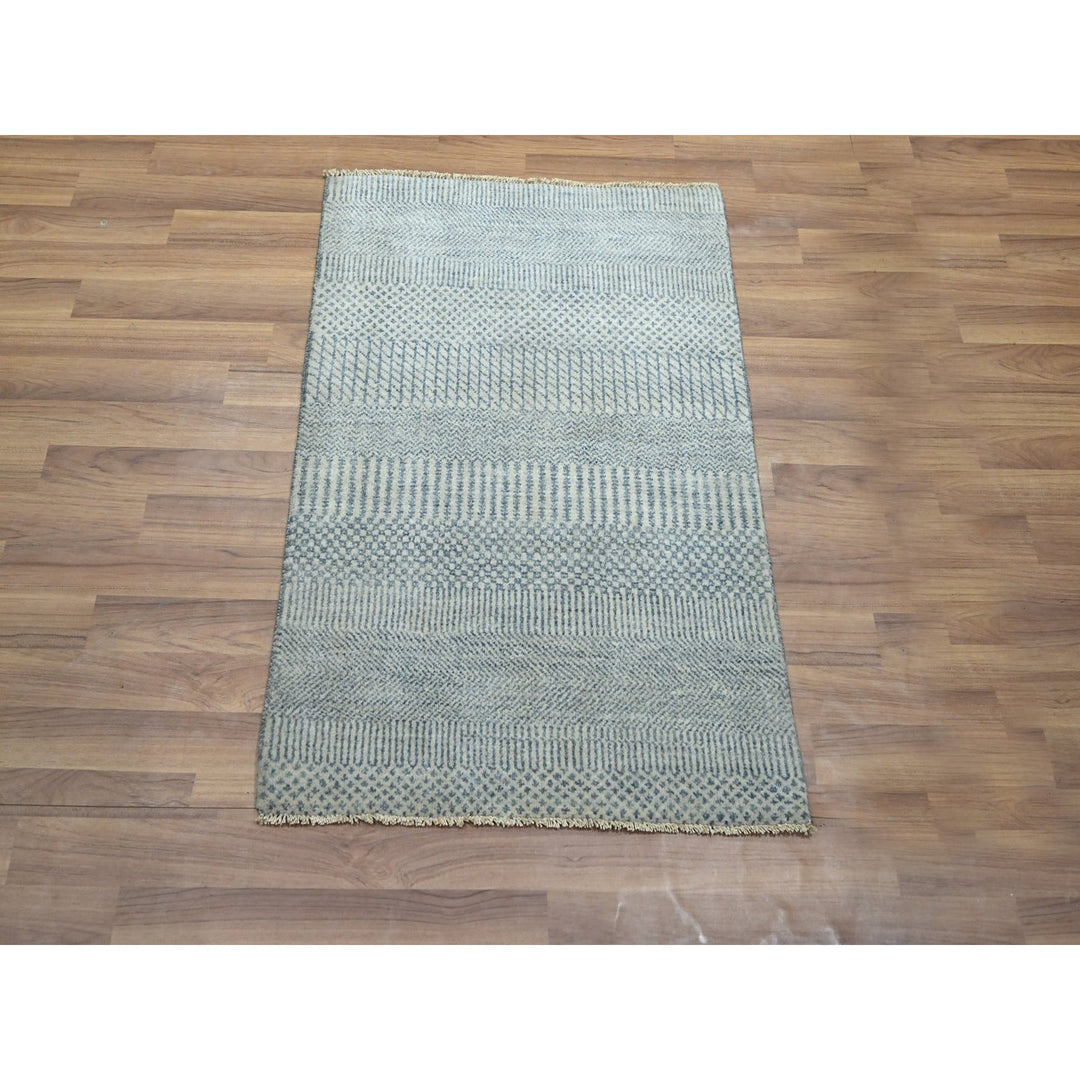 2'0" x 3'0" New Hand Knotted Blue Wool & Silk Rectangle Oriental Rug - MOA10276473