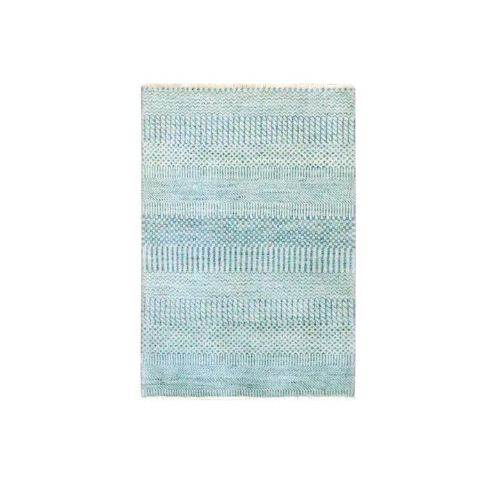 2'0" x 3'0" New Hand Knotted Blue Wool & Silk Rectangle Oriental Rug - MOA10276474