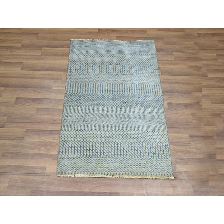2'0" x 3'0" New Hand Knotted Blue Wool & Silk Rectangle Oriental Rug - MOA10276474
