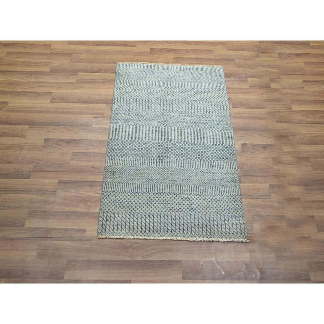 2'0" x 3'0" New Hand Knotted Black Wool & Silk Rectangle Oriental Rug - MOA10276475