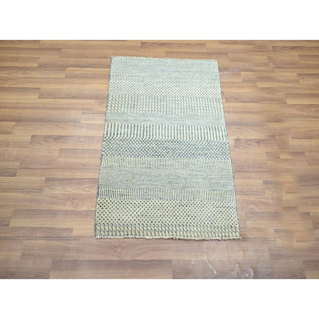 2'0" x 3'0" New Hand Knotted Blue Wool Rectangle Oriental Rug - MOA10276476